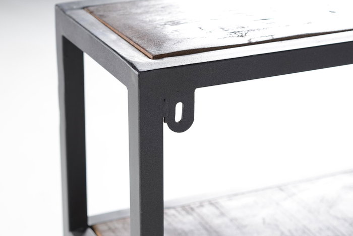 Étagère murale en métal et bois recyclé noir 80x80x18 cm - Étagère industrielle et rustique pour décoration intérieure